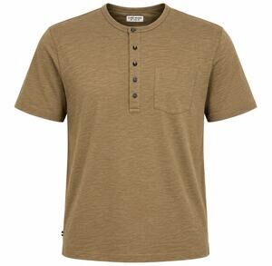 OOBE Brand 161 King St Henley T-Shirt Men's Large Mocha Pocket Slub Cotton NWT